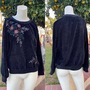 Alfred Dunner Mock Layer Velour Sweater MEDIUM